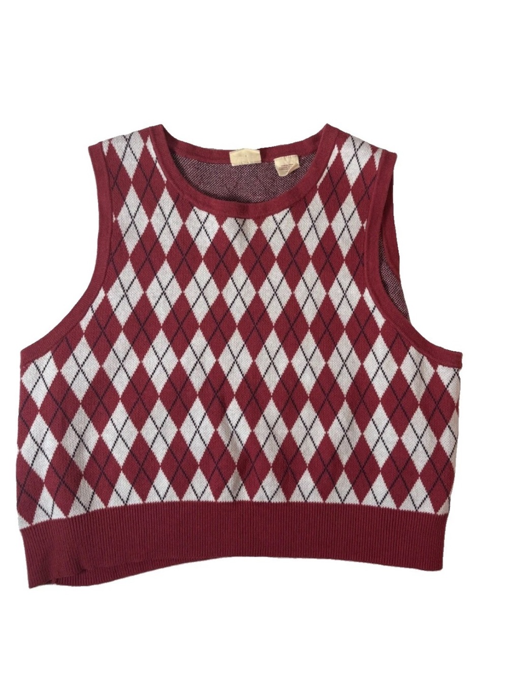 Vintage 90s Levi’s Women’s Argyle Sweater Vest Size L Red White Preppy
